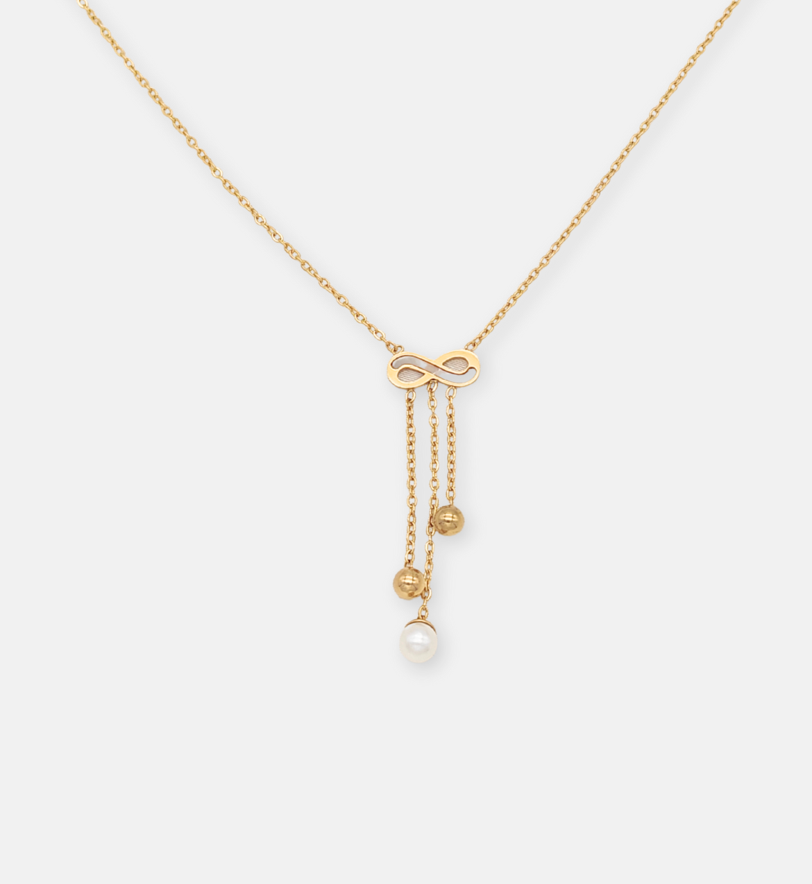 Infinity Pearl Drop Necklace