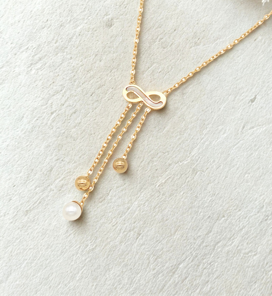 Infinity Pearl Drop Necklace