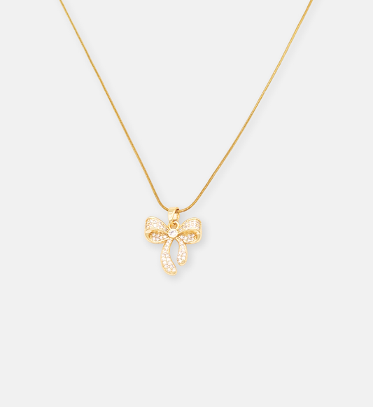 Crystal Bow Pendant Necklace