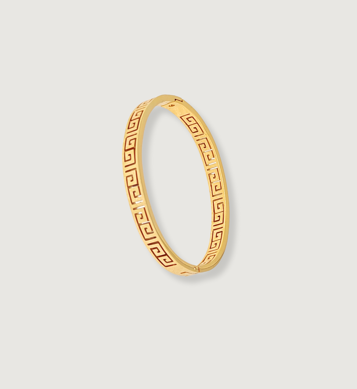Greek Key Design Gold Bangle