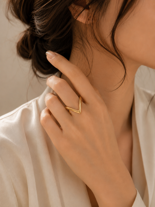 V Shaped Gold Ring