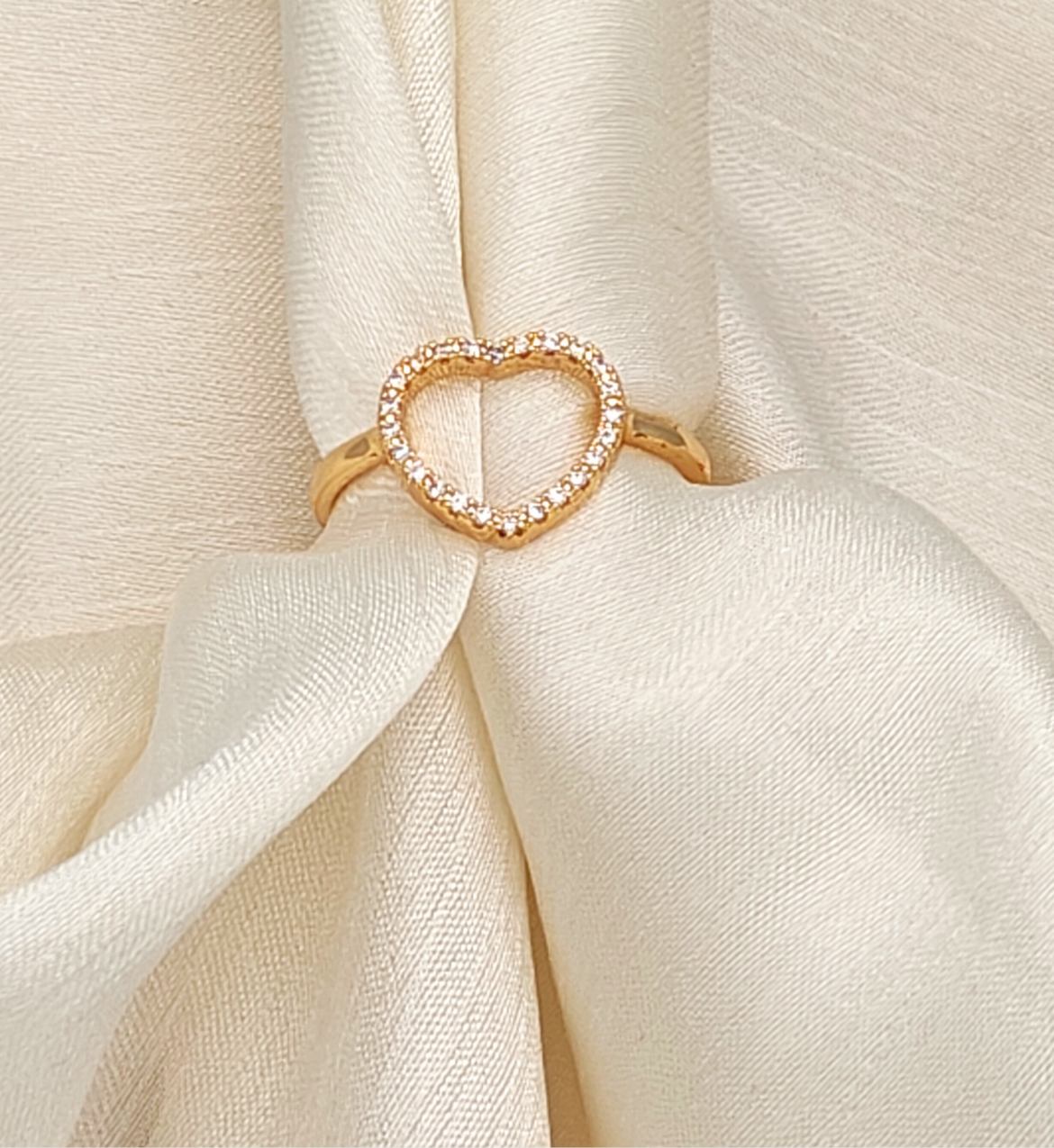 Gold Heart-Shaped Open Ring