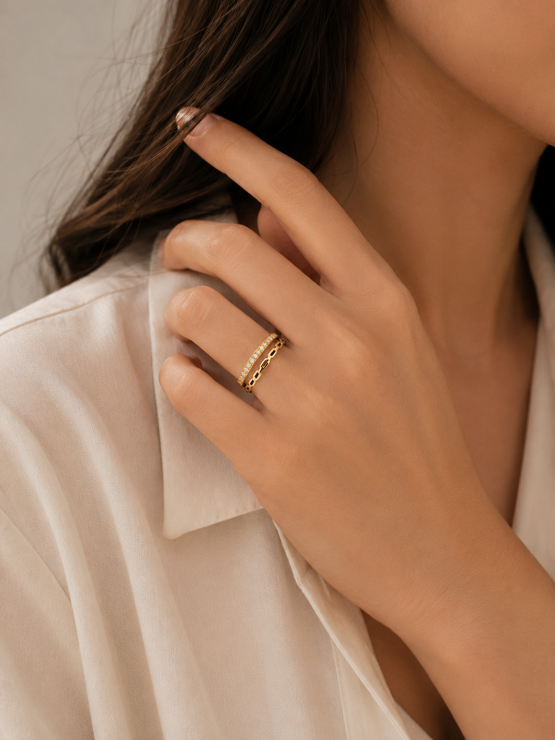 Dual Band Crystal Ring