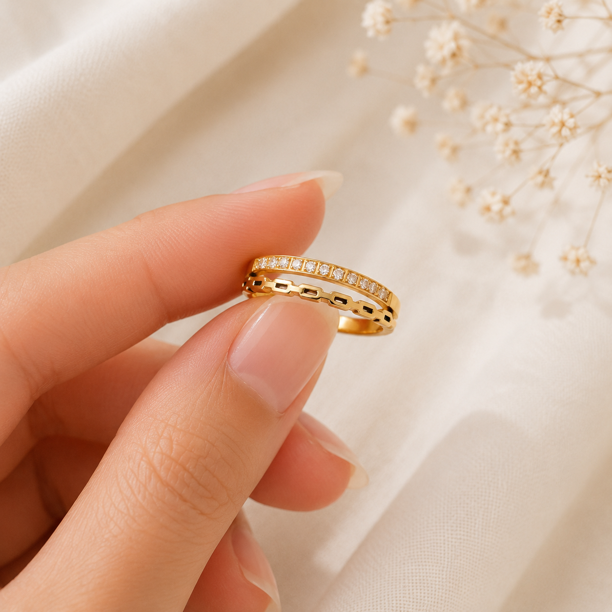 Dual Band Crystal Ring