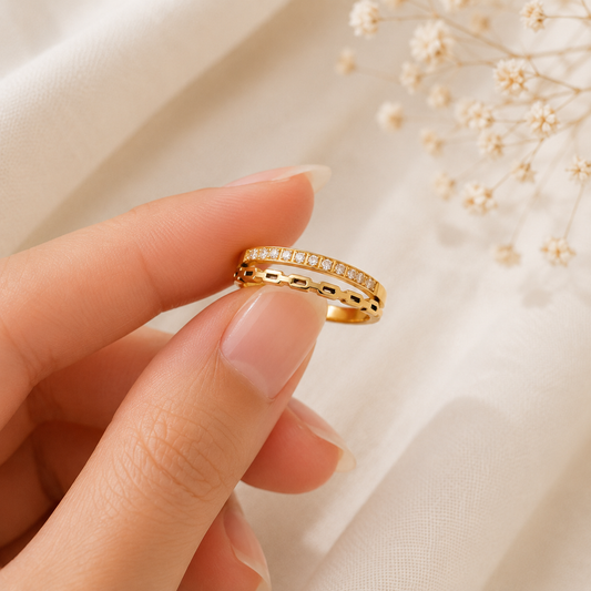 Dual Band Crystal Ring