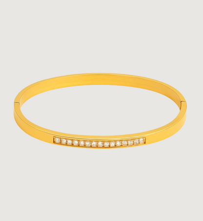 Sleek Gold Bangle with Crystal Accents
