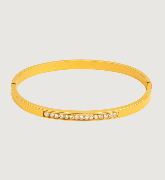 Sleek Gold Bangle with Crystal Accents