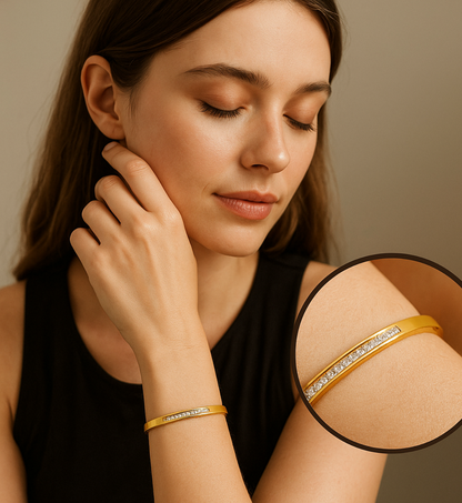 Sleek Gold Bangle with Crystal Accents