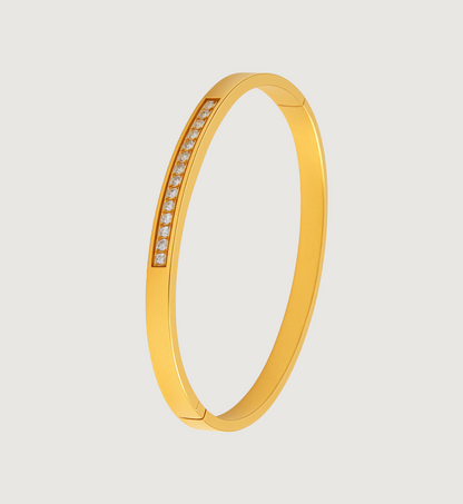 Sleek Gold Bangle with Crystal Accents
