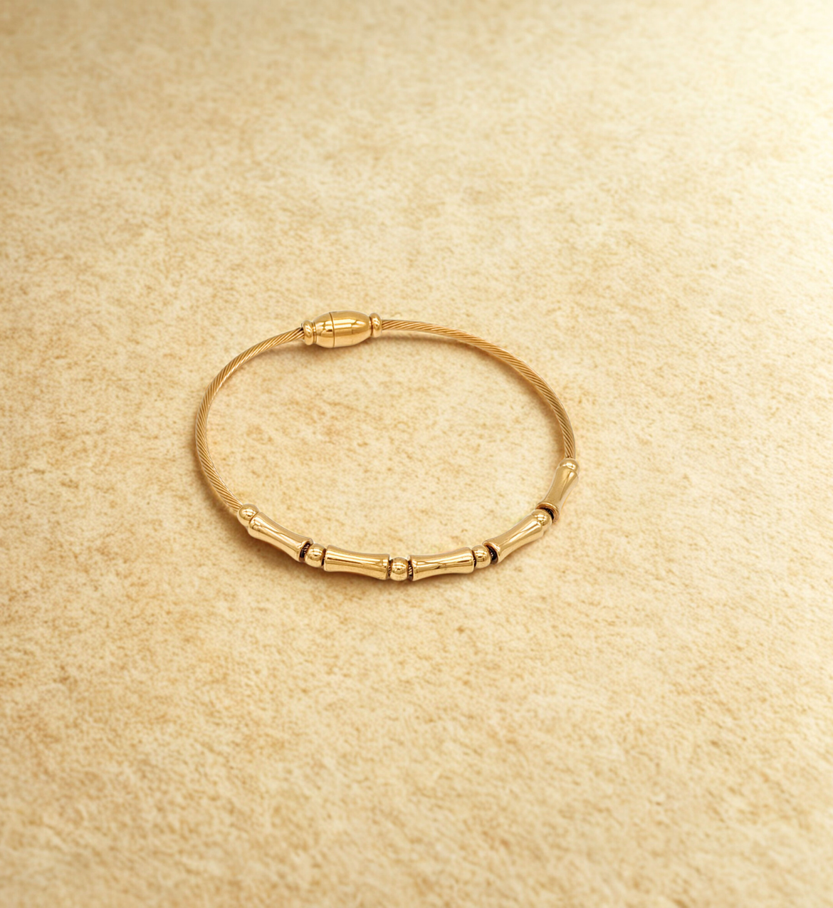 Gold Bamboo-Inspired Bangle