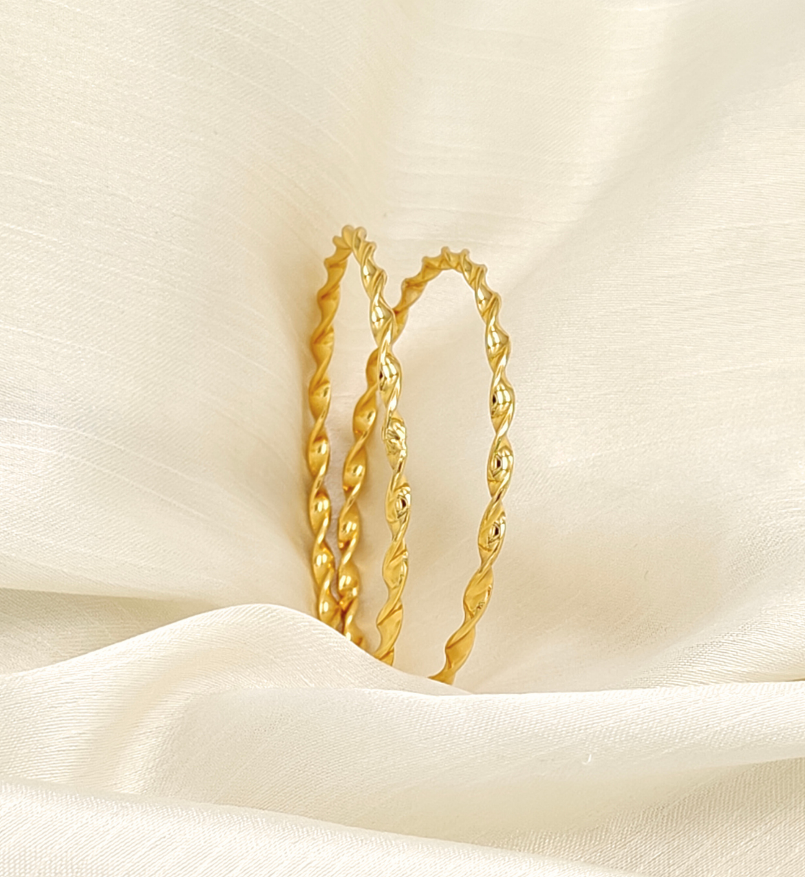 Twisted Gold Bangles Set