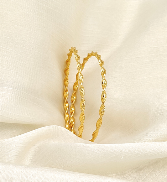 Twisted Gold Bangles Set