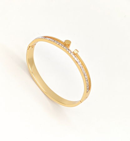 Gold Bangle with Crystal Accent