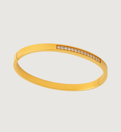 Sleek Gold Bangle with Crystal Accents