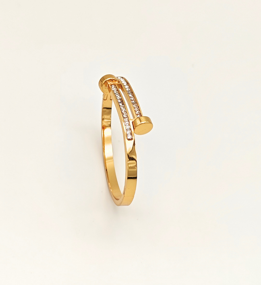 Gold Double Bar Bangle with Crystals