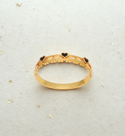Gold Openwork Heart Bangle