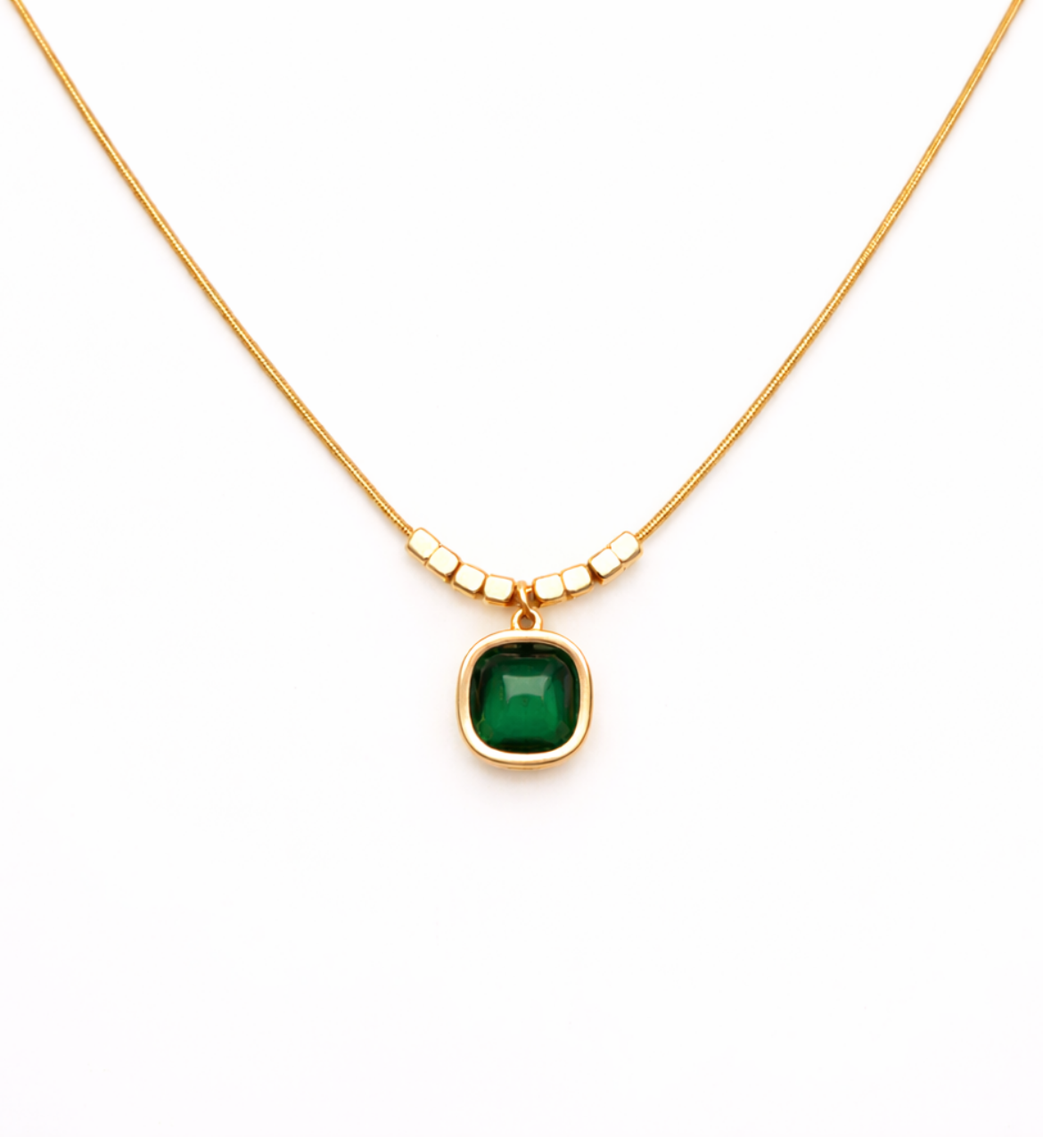 Emerald Square Gold Pendant