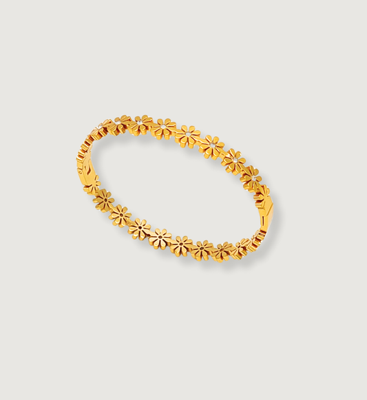 Gold Floral Stone Bangle