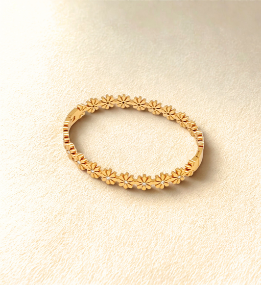 Gold Floral Stone Bangle