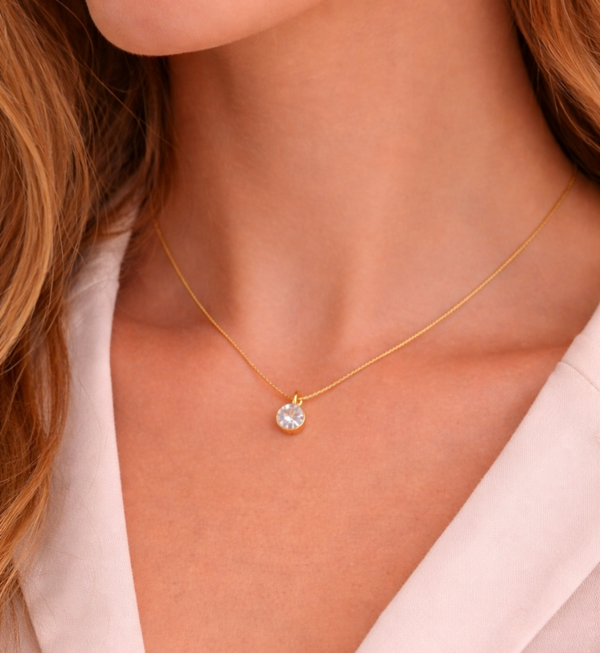 Classic Solitaire Gold Pendant