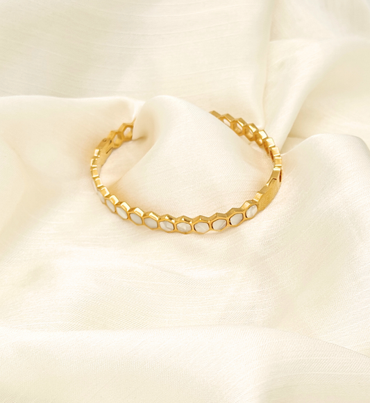 Gold Hexagonal Pattern Bangle