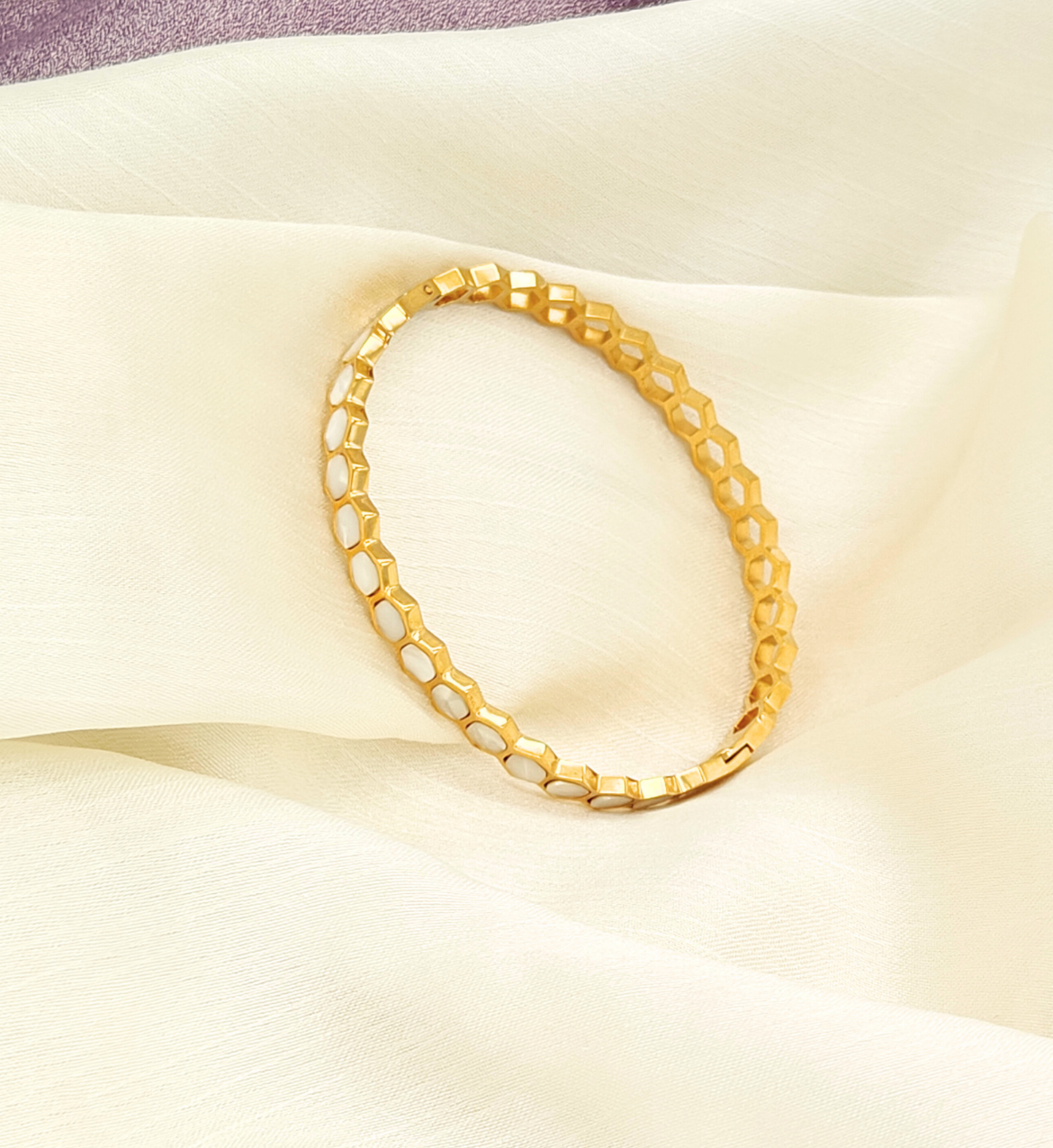 Gold Hexagonal Pattern Bangle