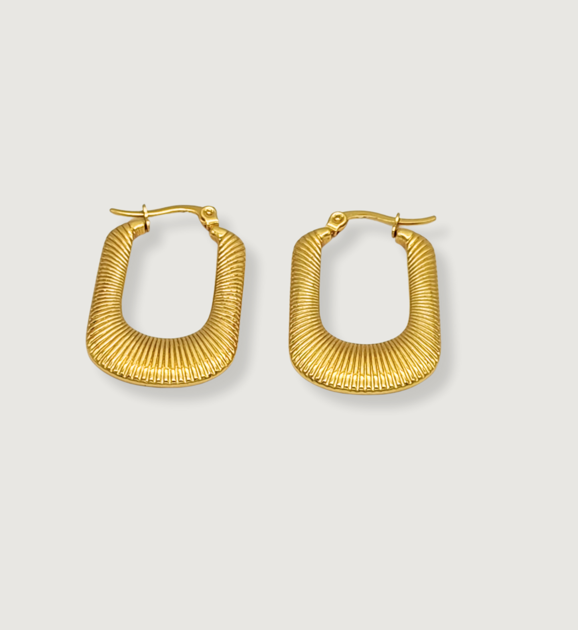 Ribbed Rectangle Hoop Earrings