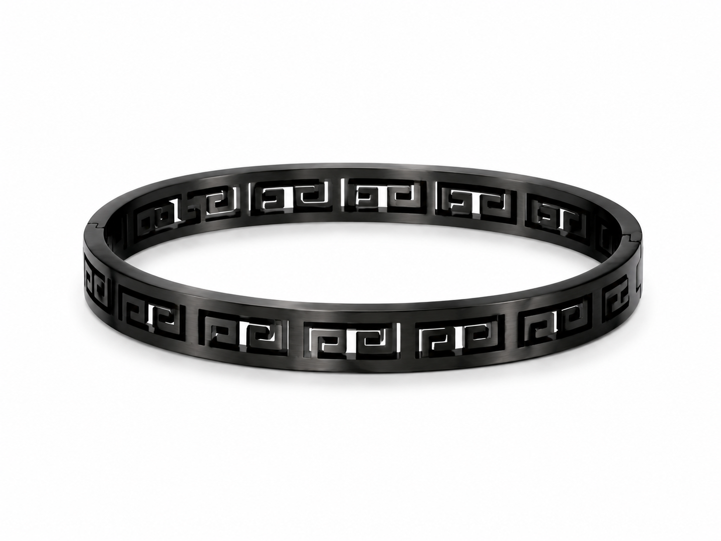 Greek Pattern Black Bangle