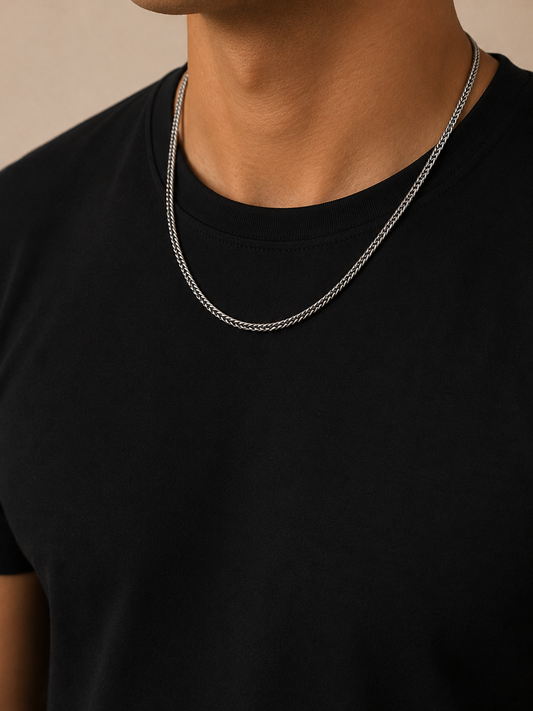 Woven Silver Chain Necklace