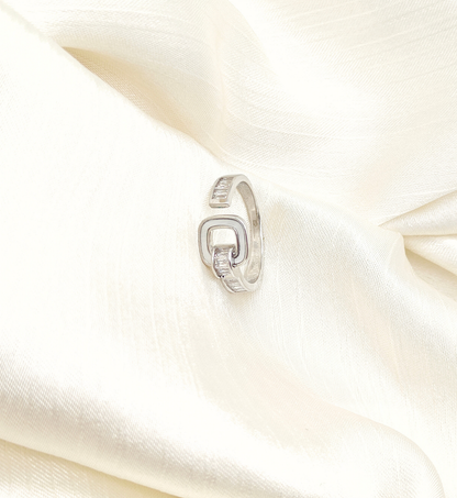 Silver Square Link Ring