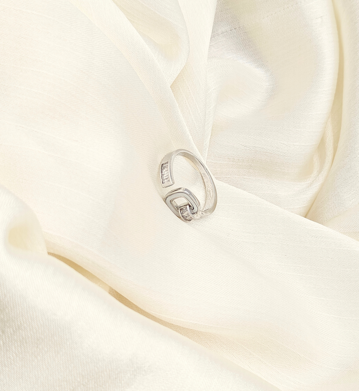 Silver Square Link Ring