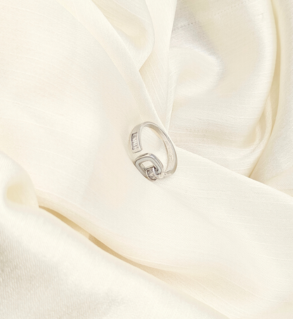 Silver Square Link Ring