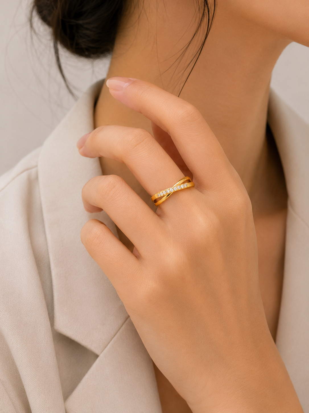 Criss-Cross Crystal Ring