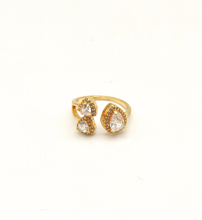 Gold Teardrop Double Stone Ring