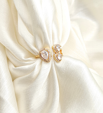 Gold Teardrop Double Stone Ring