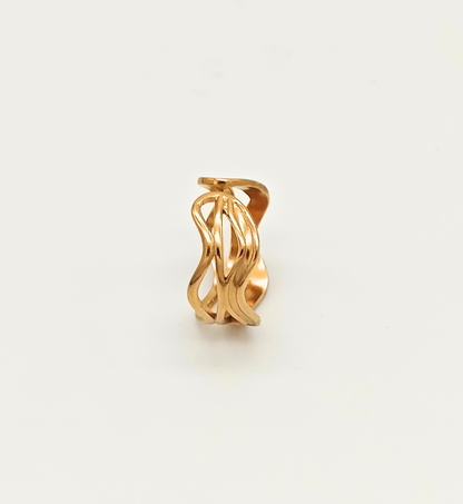 Gold Wave Band Ring