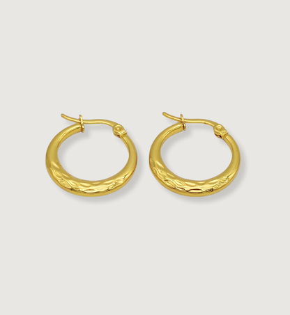 Textured Leaf Hoop Earrings