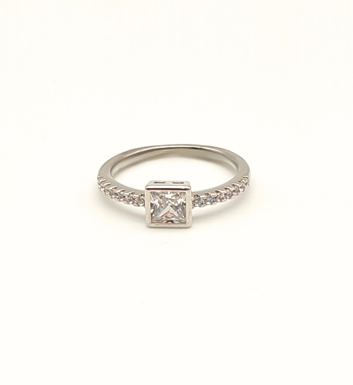 Silver Princess Cut Engagement Ring