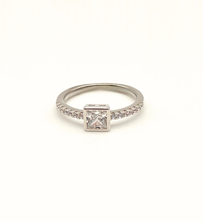 Silver Princess Cut Engagement Ring