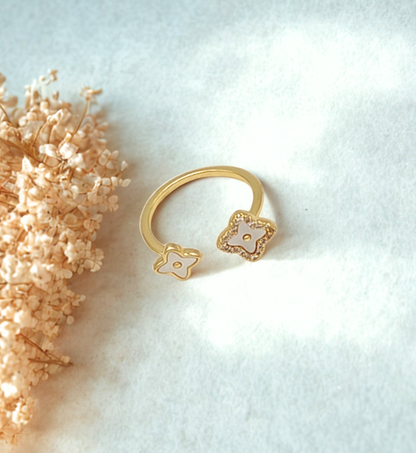 Gold Flower Design Open Ring