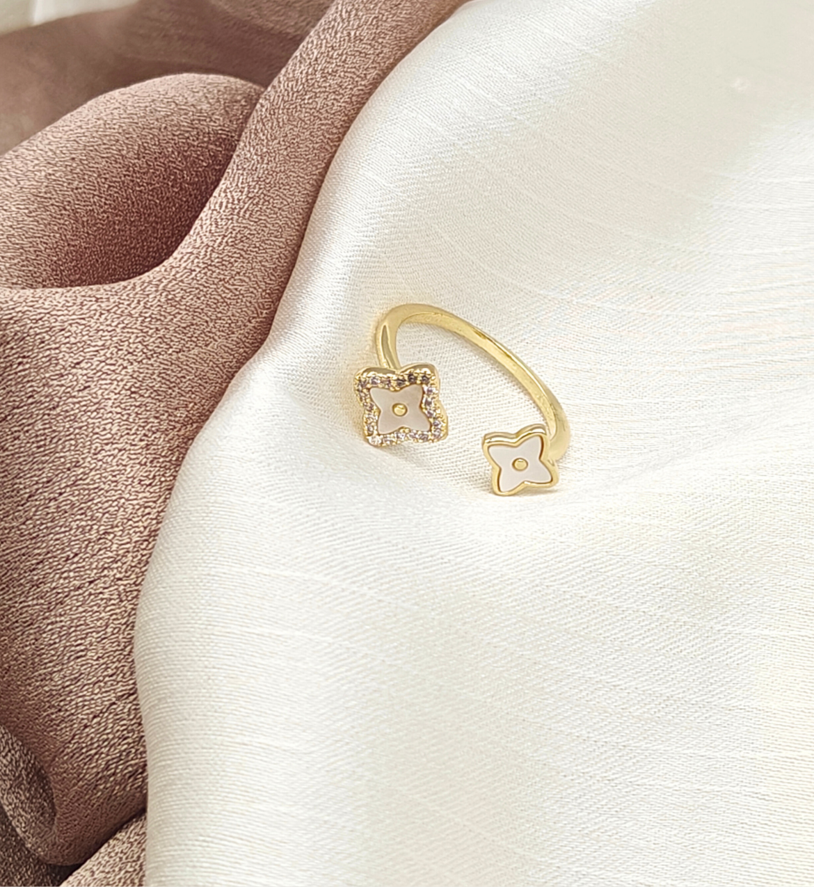 Gold Flower Design Open Ring