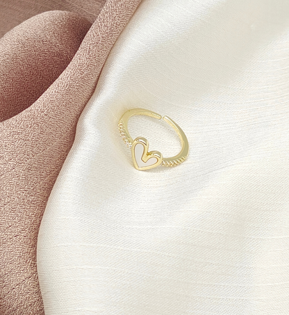 Gold Heart Shaped Open Ring
