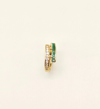 Gold Baguette and Round Stone Stackable Ring
