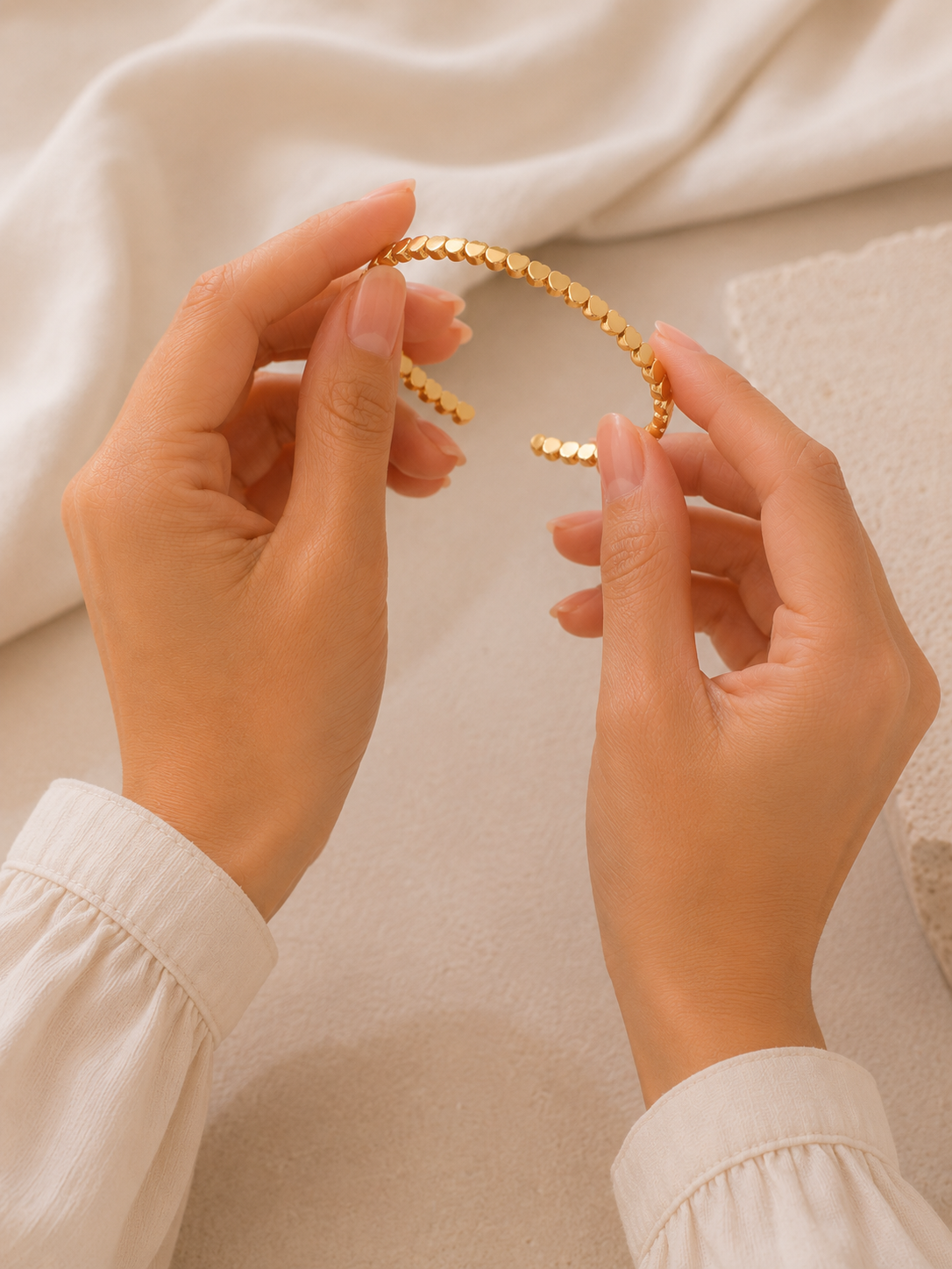 Golden Hearts Open Cuff Bracelet