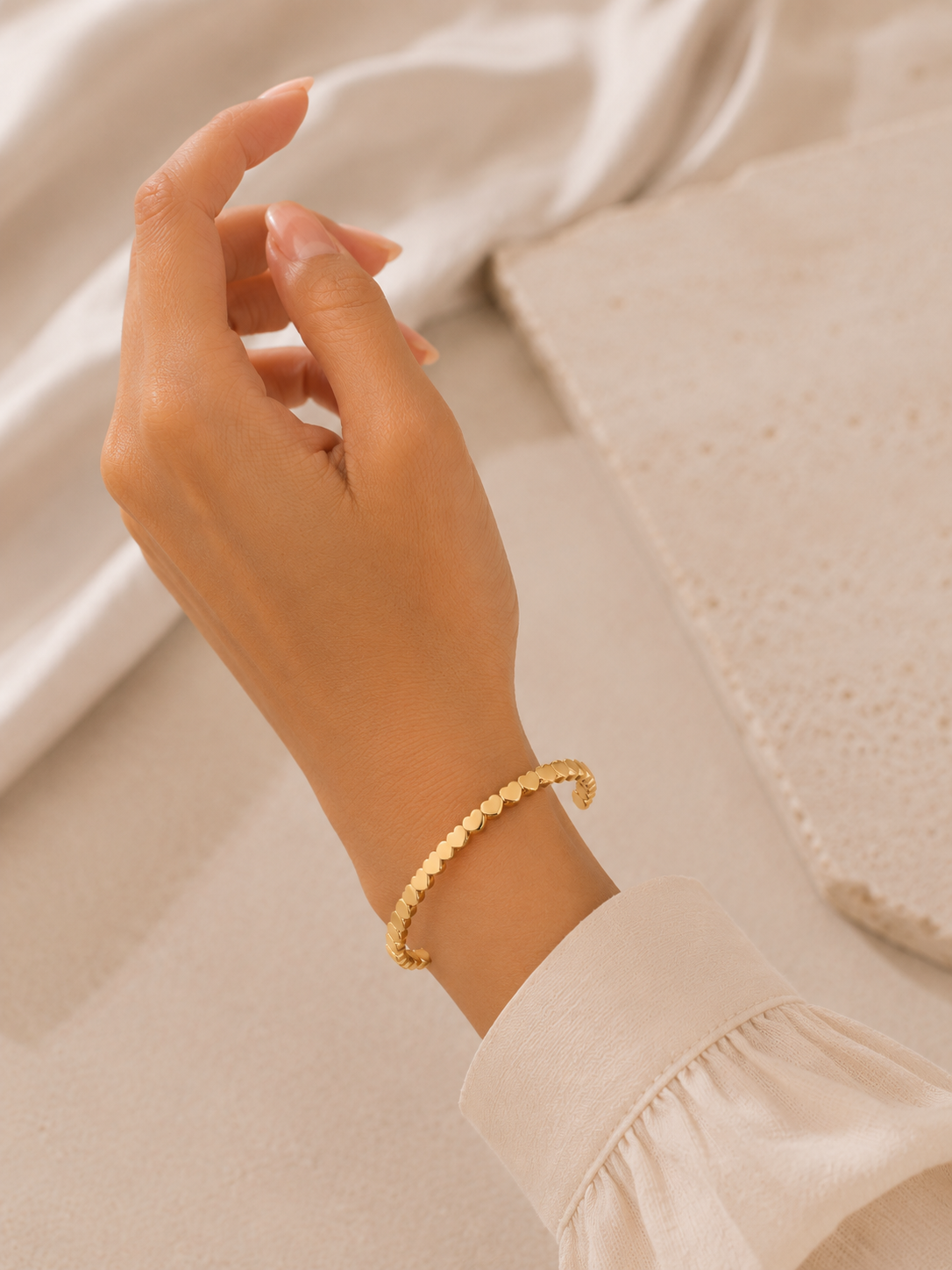 Golden Hearts Open Cuff Bracelet