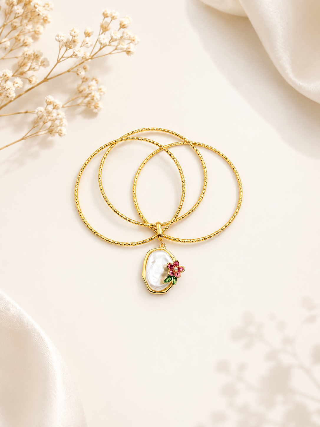 Pearl Bloom Charm Bangles