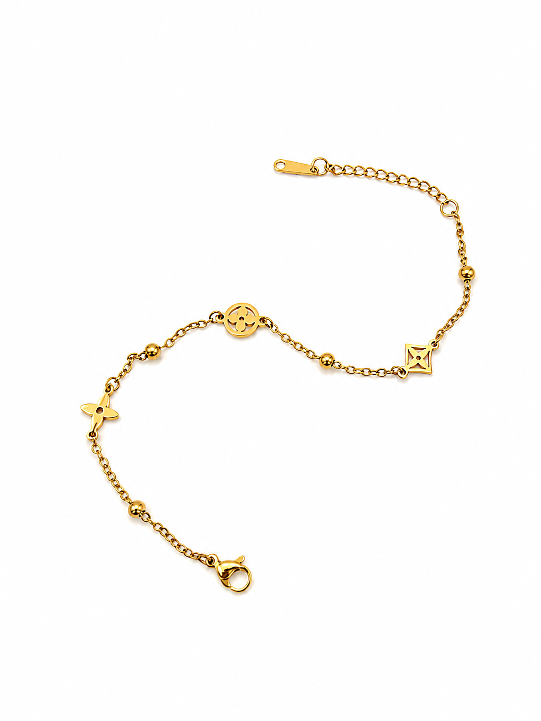 Clover & Geometric Charm Chain Bracelet