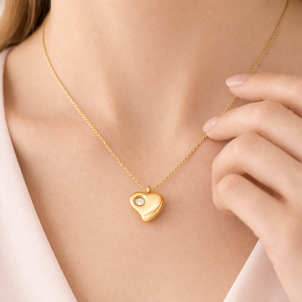 Heart-Shaped Pendant with Stone