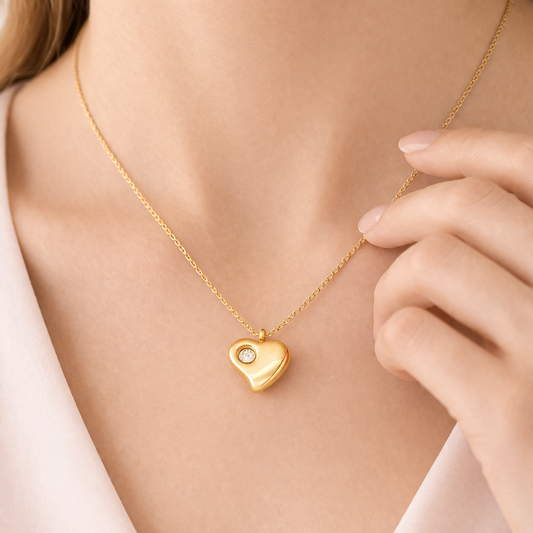 Heart-Shaped Pendant with Stone