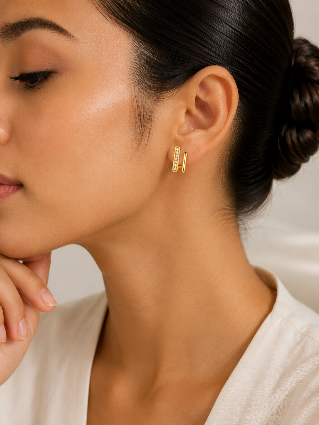 Crystal Bar Stud Earrings